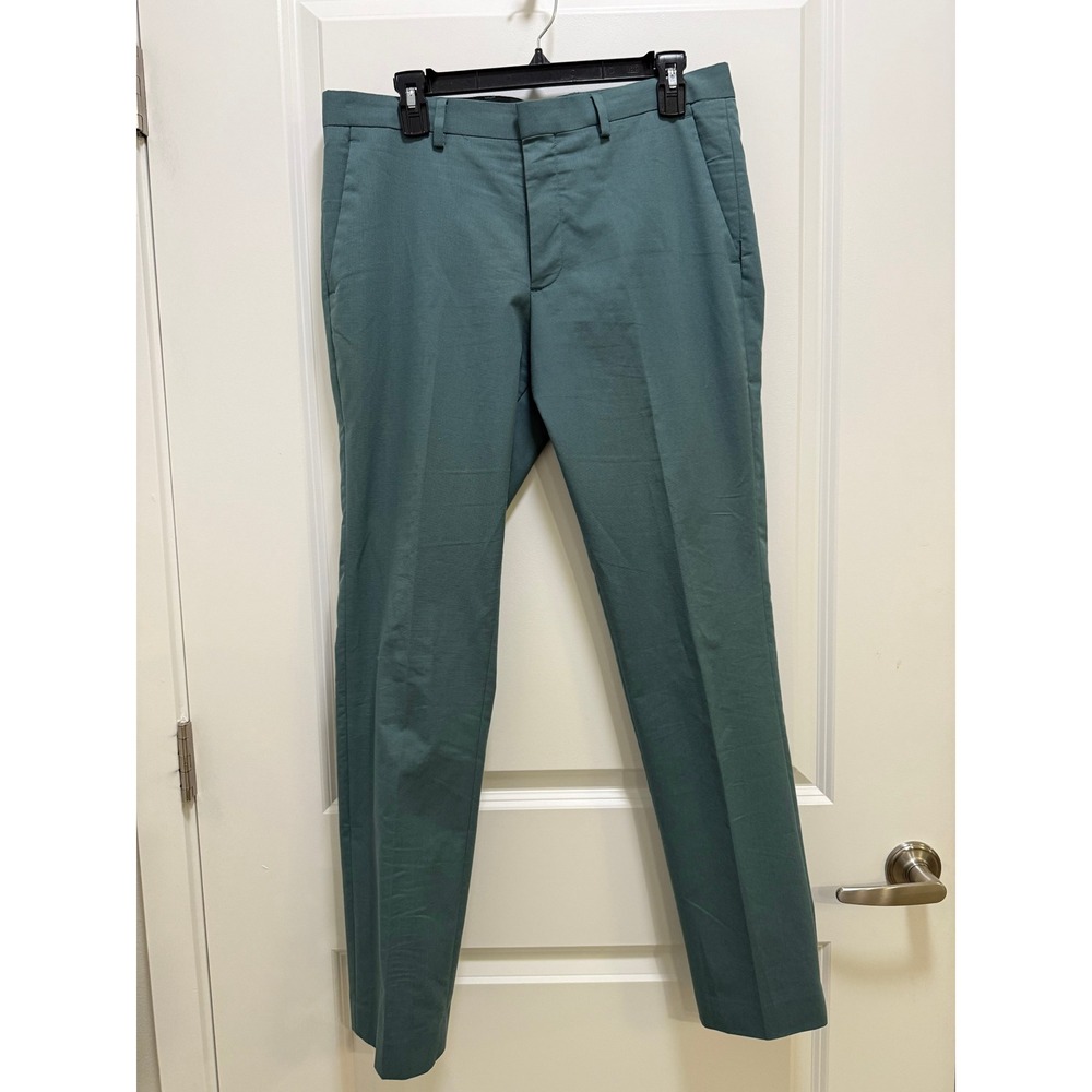 Express Extra Slim Mens Dress Pants 31x32 Teal Blue Green Flat Front Trousers